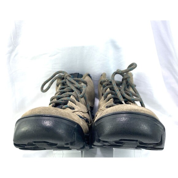 Hi-Tec Lady Idaho Hiking Boots Size 7 Brown Suede Green Cordura Model 4727 - Picture 7 of 10